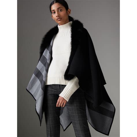 burberry poncho womens|burberry fur trimmed poncho.